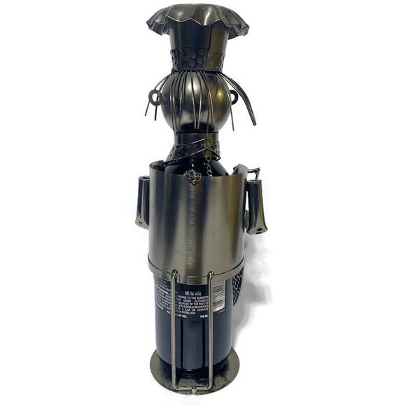 The Tinman Metal Wine Bottle Holder BBQ Chef Hat and Grill 12.5" Tall - Picture 3 of 9